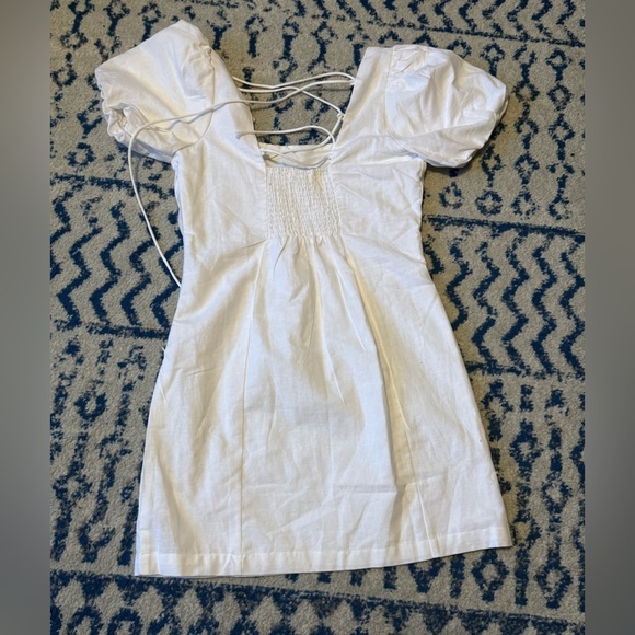 White Puff Sleeve beyond words Mini Dress - Picture 3 of 3